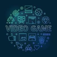 Video Game vector round colored concept outline illustration