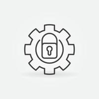 Gear with Padlock vector concept icon in outline style