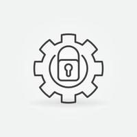 Gear with Padlock vector concept icon in outline style