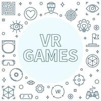 marco de esquema de juegos vr. ilustración vectorial de juegos de realidad virtual vector