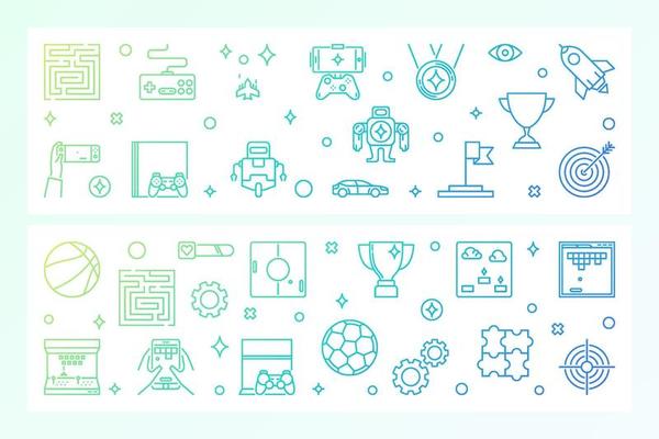 Games concept creative banners. Vector illustration
