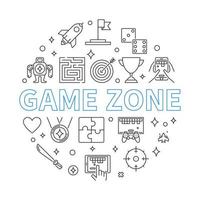 Game Zone vector round illustration in outline style