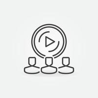 People watch Video Blogs outline icon. Vector Audience symbol