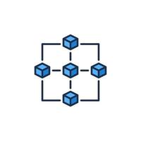 Cryptocurrency Block Chain vector concept blue icon. Five Blockchain Blocks abstract symbol
