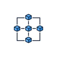 Cryptocurrency Block Chain vector concept blue icon. Five Blockchain Blocks abstract symbol