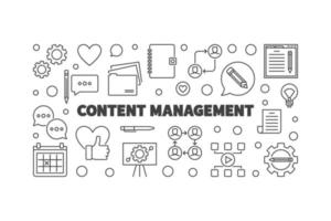 Content Management vector concept thin line horizontal banner