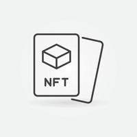 icono de concepto de vector de tarjetas de token no fungibles nft en estilo de línea delgada