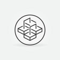 Circle with Block Chain vector concept line icon - Blockchain Blocks round sign