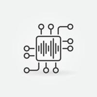 Chip with Sound wave outline vector concept icon