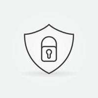 Shield with Padlock linear icon. Vector Security outline symbol