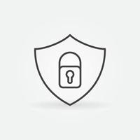 Shield with Padlock linear icon. Vector Security outline symbol