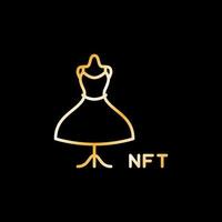 nft moda vector concepto lineal dorado icono - vestido de mujer símbolo de contorno