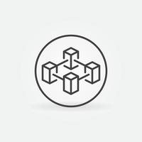 Block-Chain in circle vector concept icon. Blockchain with 4 Blocks round symbol