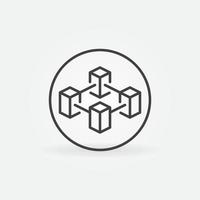 Block-Chain in circle vector concept icon. Blockchain with 4 Blocks round symbol