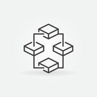 icono de concepto de línea delgada de vector de cadena de bloqueo. símbolo lineal de cuatro bloques