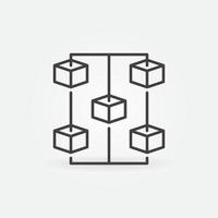 Blockchain vector line concept icon. Block chain network minimal sign