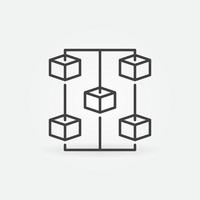 Blockchain vector line concept icon. Block chain network minimal sign