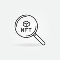 lupa con token no fungible icono de contorno de vector nft