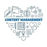 Content Management vector blue thin line heart illustration