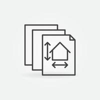 Documents with House Project linear vector concept icon