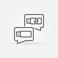 Two Speech Bubbles with USB Flash Drives line vector icon