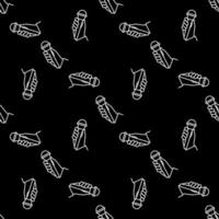 Hand with microphone linear vector dark seamless pattern