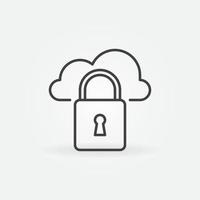 Padlock with Cloud vector concept icon in linear style