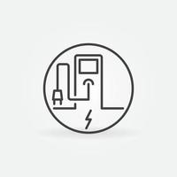 EV Recharging Point linear vector concept round icon