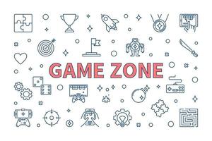 Game Zone vector concept illustration in thin line style