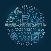 User-Generated Content vector round outline blue illustration