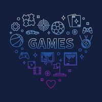 Vector Games Heart concept colorful outline illustration