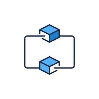 Blockchain Technology vector concept blue icon - Two connected Blocks Cryptocurrency modern symbol