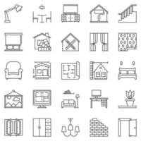 conjunto de iconos de concepto de esquema de diseño de interiores. simbolos vectoriales vector