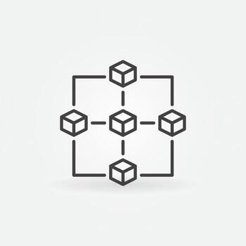 Block Chain vector concept line icon - Five Blockchain Blocks sign