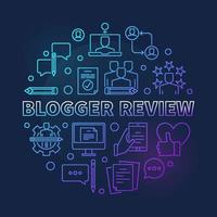 Blogger Review vector round colored concept thin line illustration