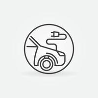 Car with Charging Plug vector concept round line icon