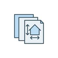 papeles con el concepto de vector de plan de casa icono azul