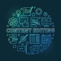 Content Editing vector round concept colorful outline illustration