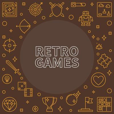 Retro Games outline frame. Vector illustration
