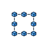 concepto de vector de cadena de bloque icono azul o signo moderno