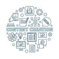 Content Creation vector circular concept linear illustration