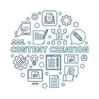 Content Creation vector circular concept linear illustration