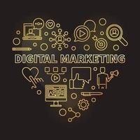 Digital Marketing Heart vector concept golden outline illustration