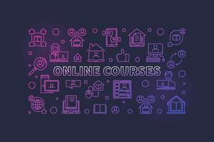 Online Courses vector colorful outline horizontal banner