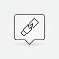 Speech Bubble with Broken USB flash stick vector outline icon