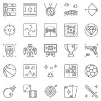 juegos de video y entretenimiento conjunto de iconos de contorno vectorial vector