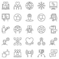 conjunto de iconos de contorno de marketing de influenciadores - símbolos de vlog vectorial vector