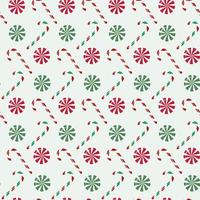Seamless pattern with Christmas candy canes and mints on isolated background. Holiday design for wrapping paper, decoration, greeting card, and celebration of winter, Christmas or New Year. vector