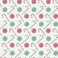 Seamless pattern with Christmas candy canes and mints on isolated background. Holiday design for wrapping paper, decoration, greeting card, and celebration of winter, Christmas or New Year. vector