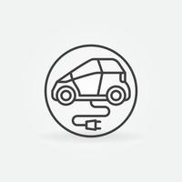 Electric Car or EV linear vector concept round icon